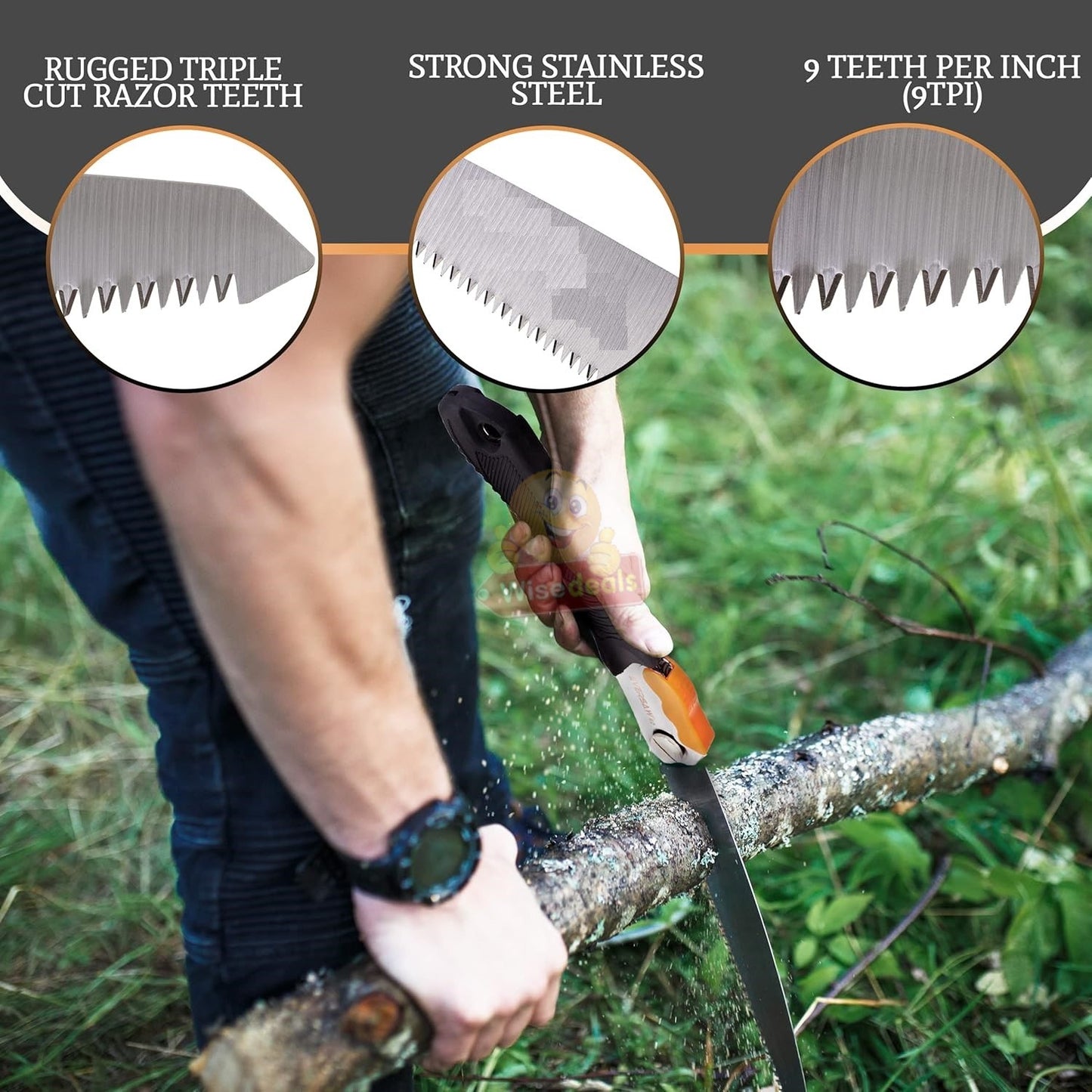 Folding Saw with Triple-cut Razor Teeth