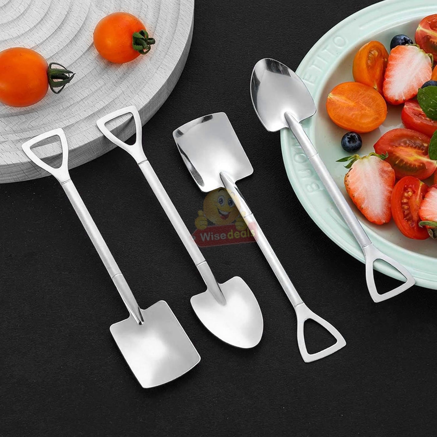 4PC Stainless Steel Shovel Shape Dessert Spoon Set