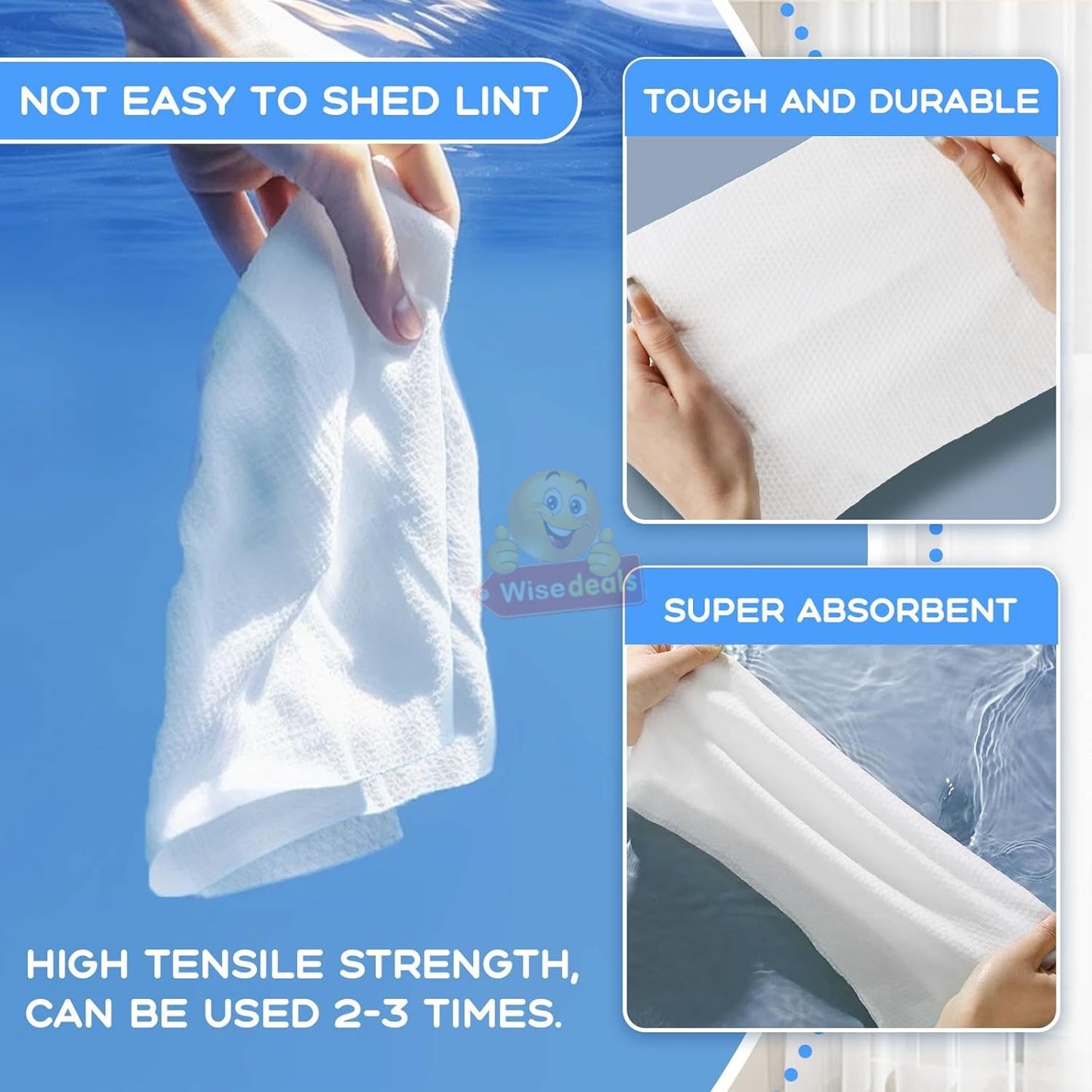 Pack of 60 Disposable Multi-purpose Dry or Wet Towel