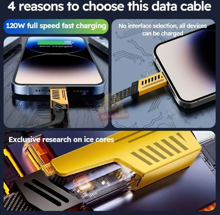 120W 3I-IN-1 Fast Charging Data Cables