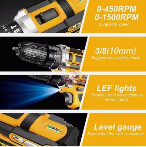 Cordless Drill with 2 X 48V Lithium Batteries and Accessories and Carry Case