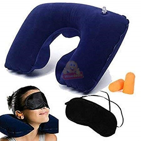 3 in 1 Travel Set - Neck Pillow, Eye Mask and Ear Plug