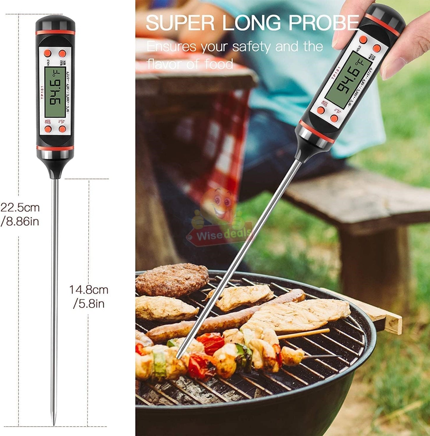 Digital LCD Display Thermometer for Meat Cooking and more