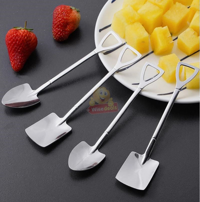 4PC Stainless Steel Shovel Shape Dessert Spoon Set