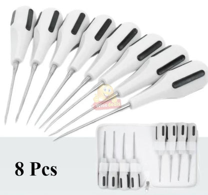 8pcs Dental Luxating Lift Elevators Capeador Curved Root Extracting Dentist Surgical Instruments