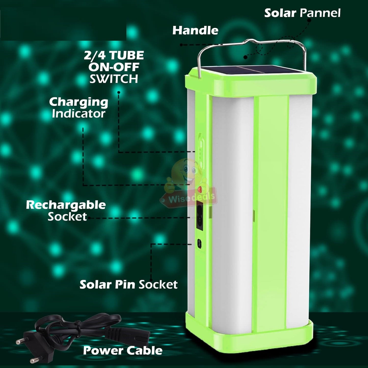 Super Bright Solar Portable Light, Battery 2500mAh, 80 Bright SMD Tube LED