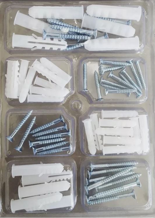 Set of Tapping Steel Screws and wall plugs