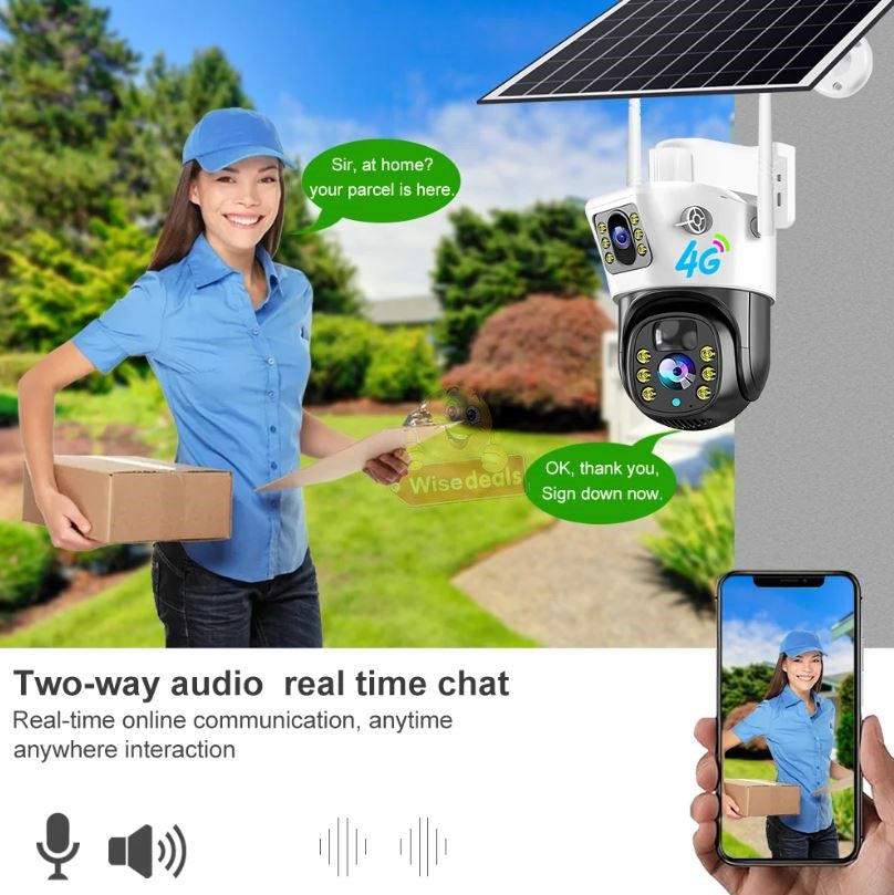SOLAR Dual Lens & Dual Screen PTZ IP WIFI OR 4G Sim Card Camera