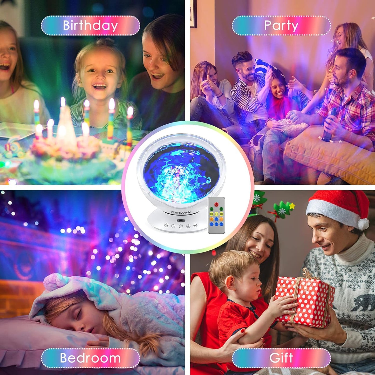 Multi-Colour Ocean Wave Projector Light with Built-in Music Player