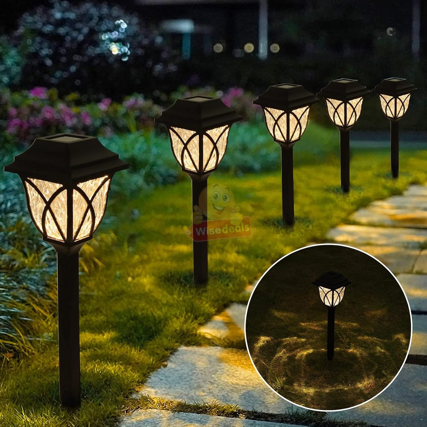 6 PACK Super Bright Solar Portable Light, Battery 2500mAh, 80 Bright SMD Tube LED