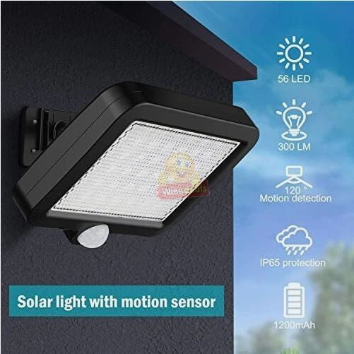 56 LED Solar PIR Motion Sensor Wall Light & Remote control