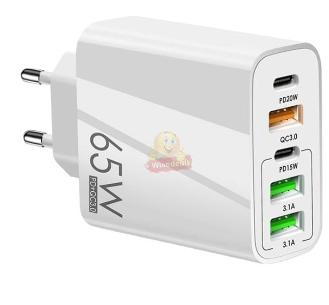 65W – 3 USB and 2 PD Type-C Port Multi Charger