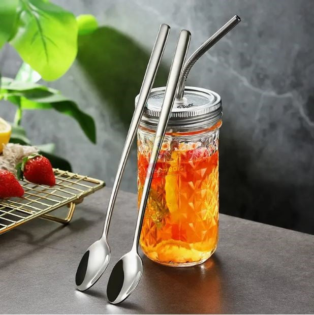 4 Piece Set Premium Stainless Steel Long Handle Teaspoons
