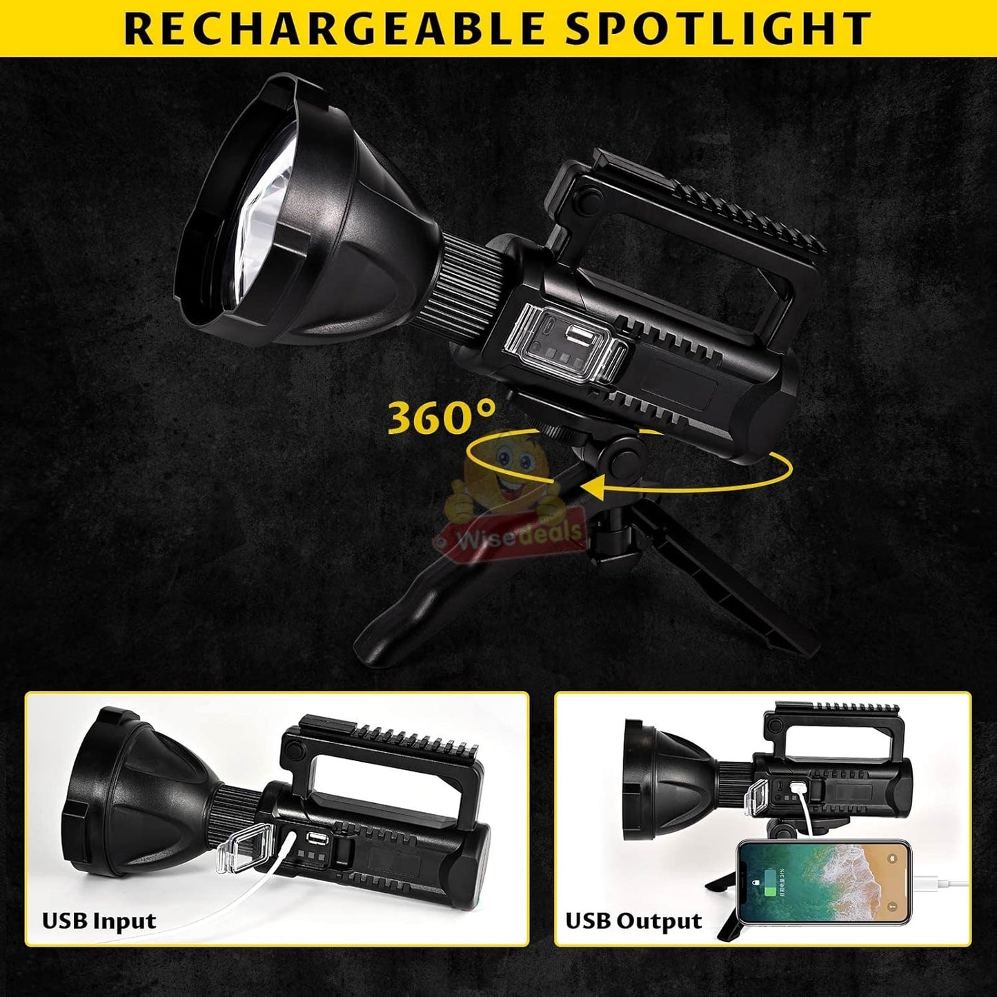 Large LED Search and Flash Light and Tripod
