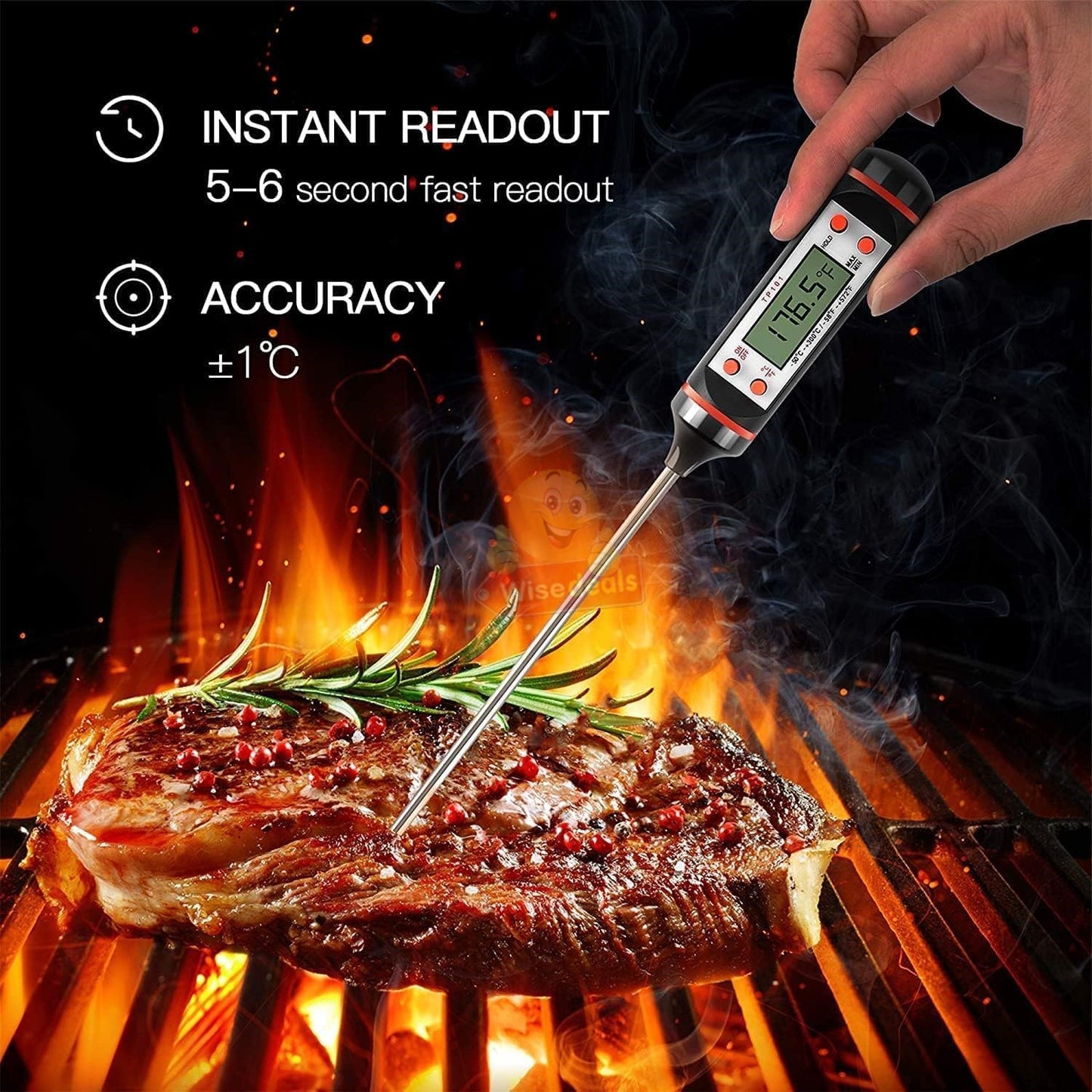 Digital LCD Display Thermometer for Meat Cooking and more