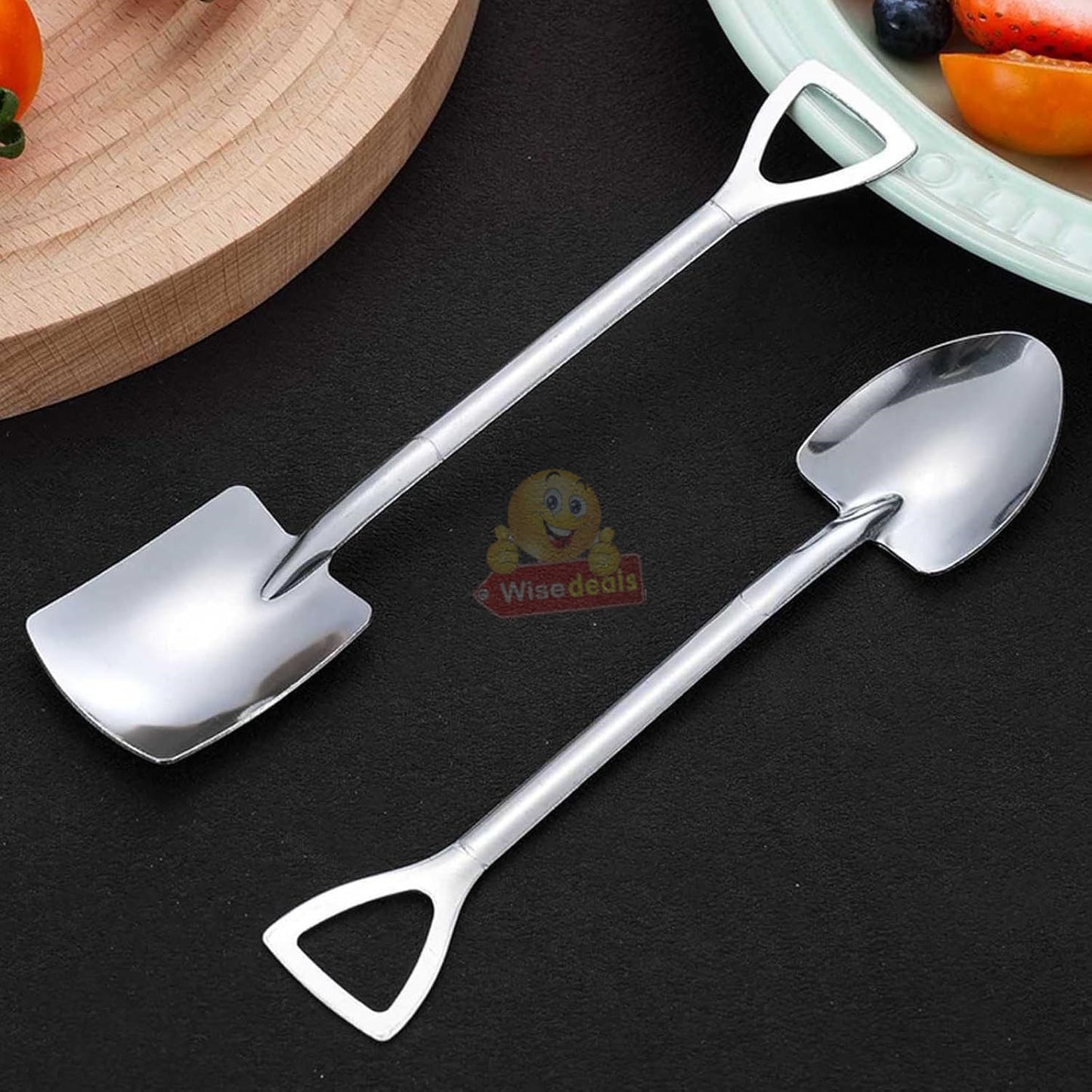 4PC Stainless Steel Shovel Shape Dessert Spoon Set