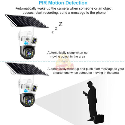 SOLAR Dual Lens & Dual Screen PTZ IP WIFI OR 4G Sim Card Camera