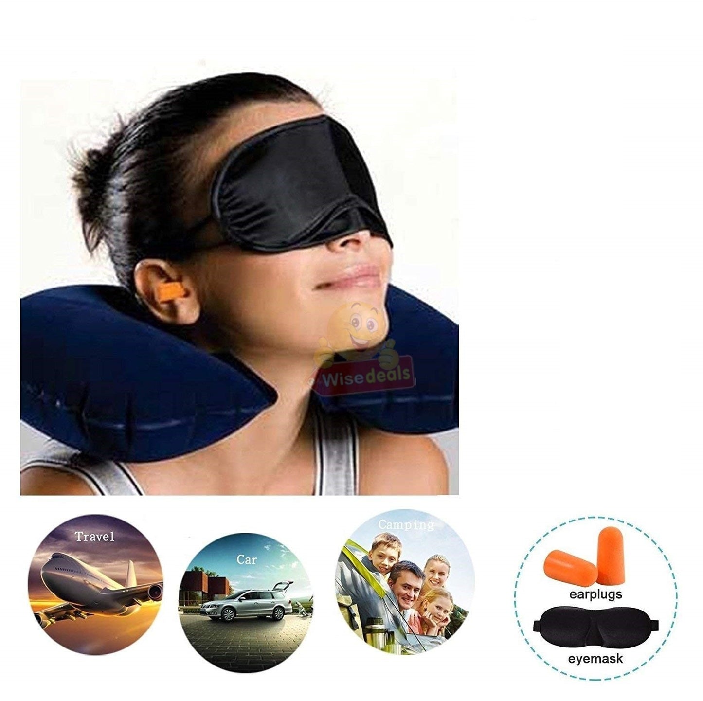 3 in 1 Travel Set - Neck Pillow, Eye Mask and Ear Plug