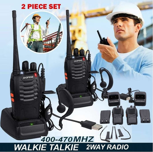 2 X Handheld Walkie Talkie Hand Radio Set with 16 Channels – 3-5 km talking range