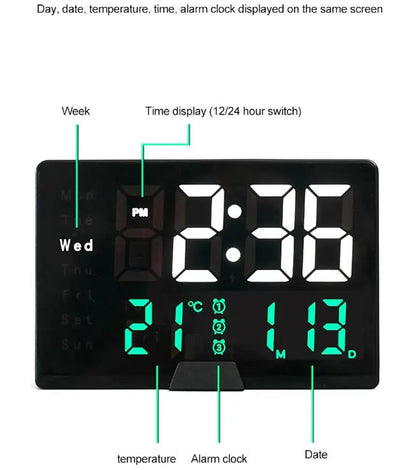 Desktop Table LED Digital Thermometer Date Display Alarm Clock