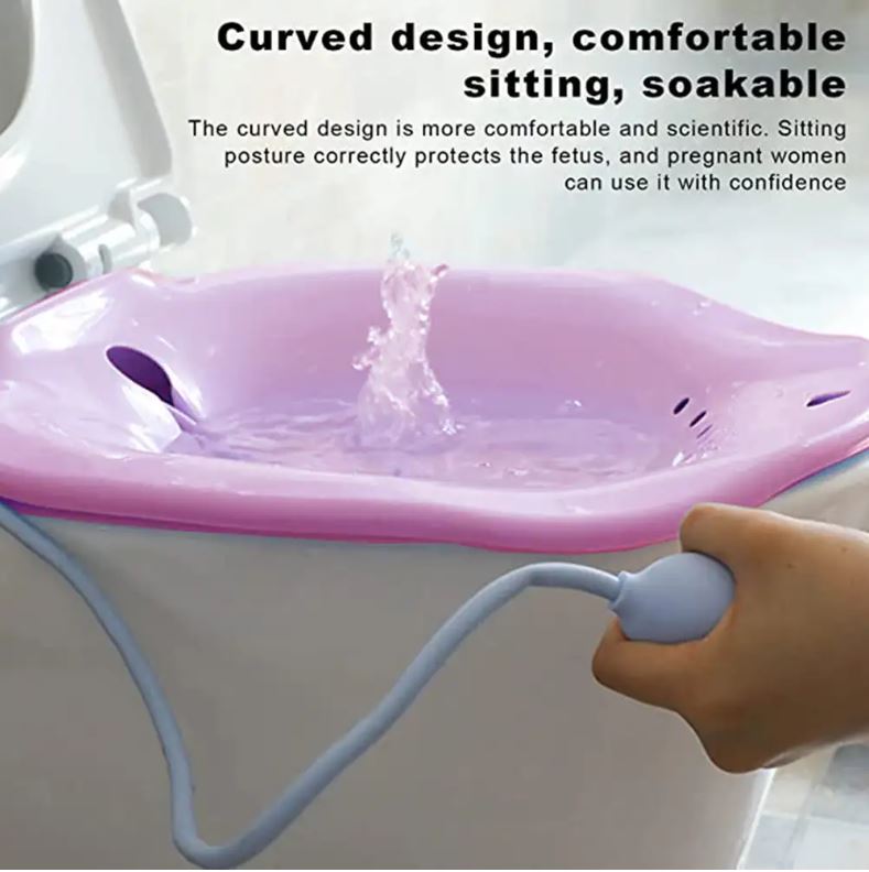 Portable Bidet Sitz Bath with Flusher for Postpartum Nursing Care – Purple